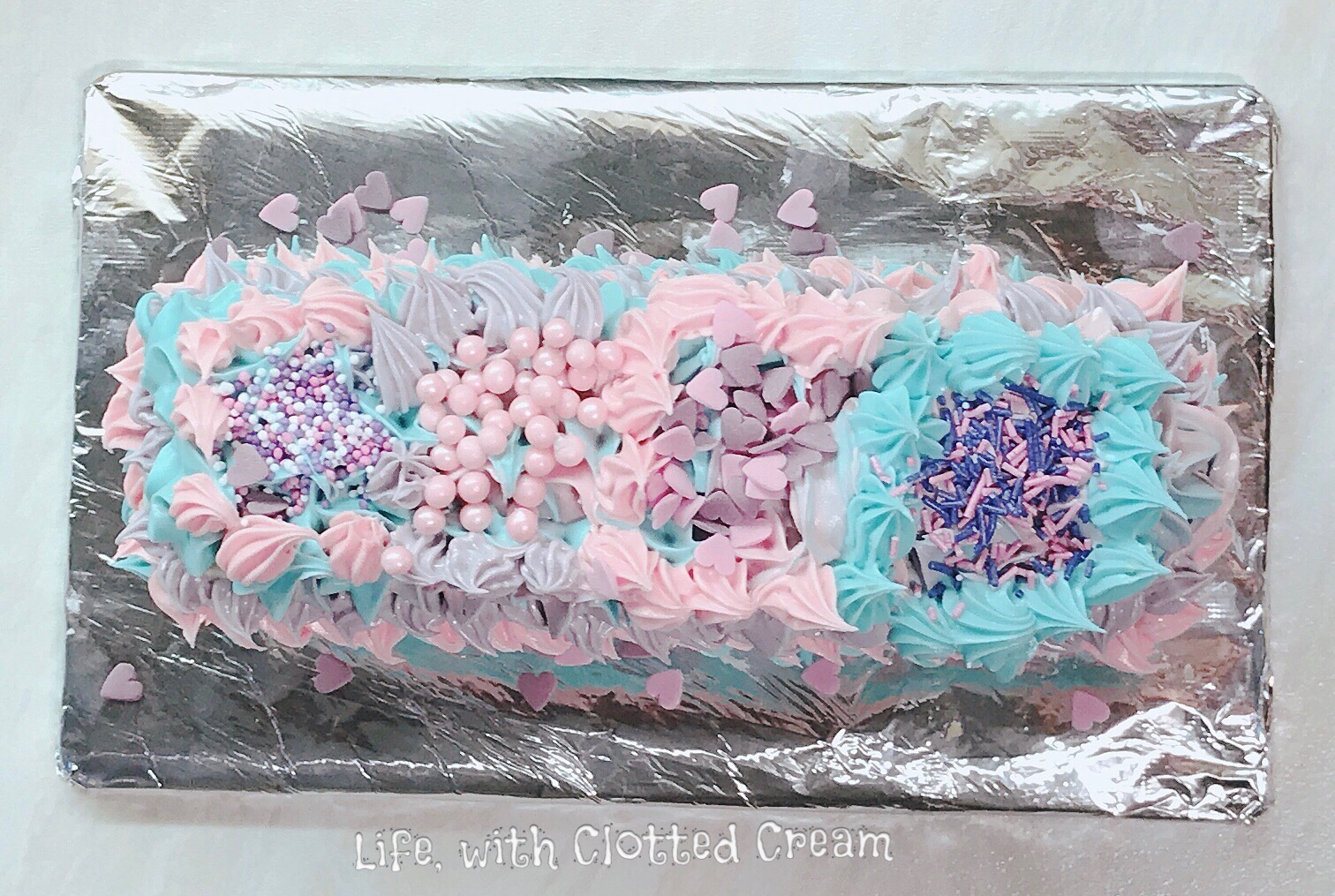 Pink Purple and Blue unicorn cake