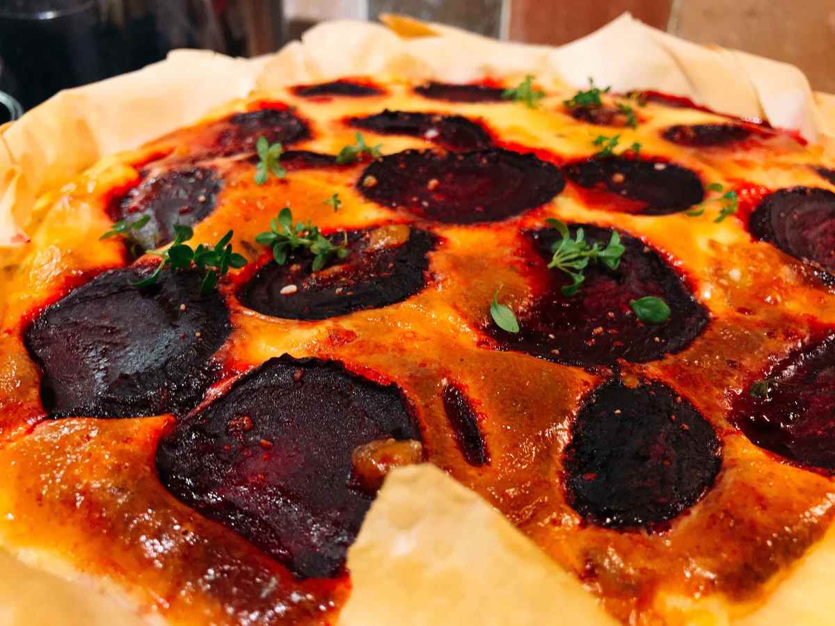 Beetroot and Goat's Cheese Quiche
