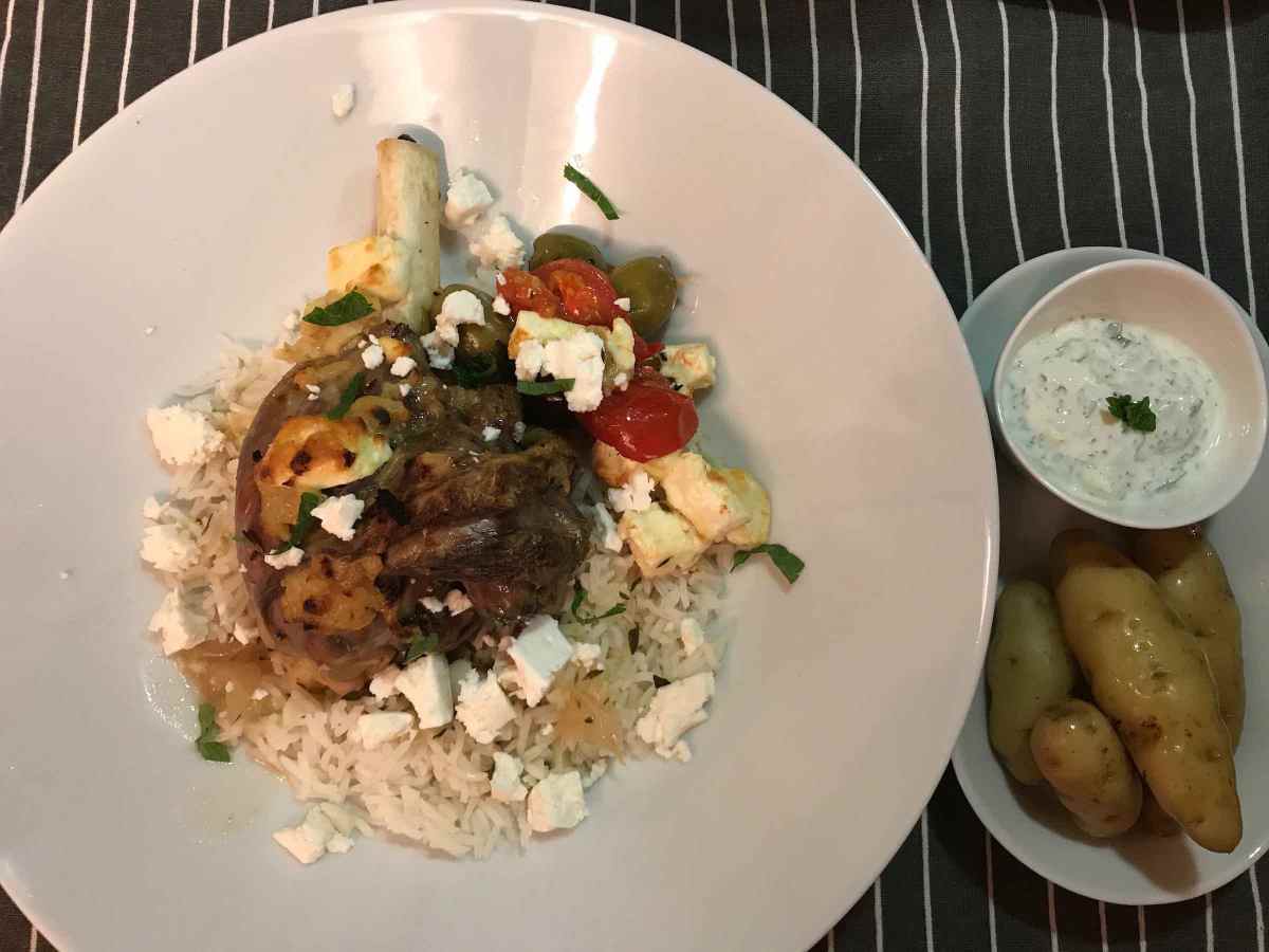 Instant Pot Lamb Shank with Feta and Olives