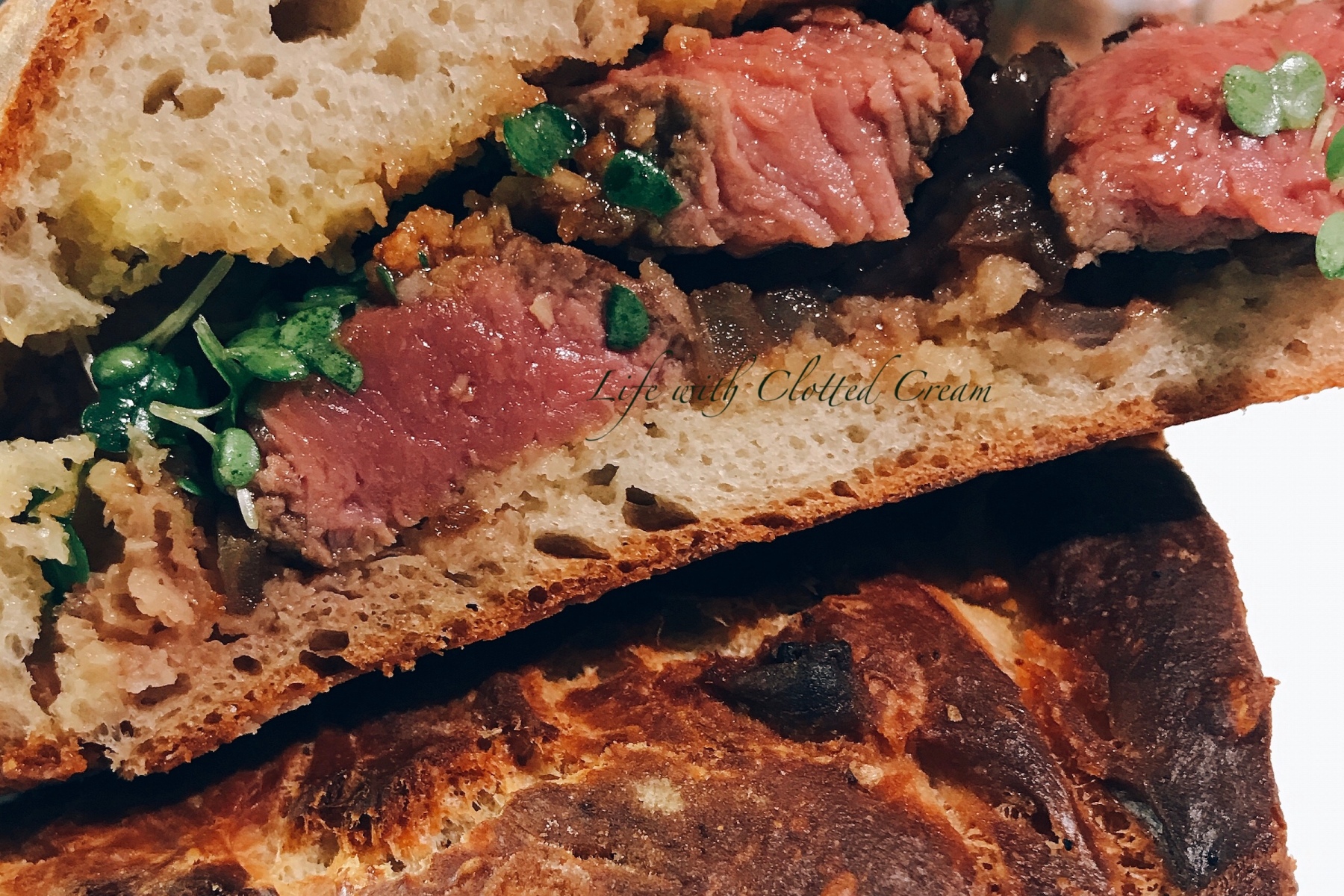 Rare steak sandwich